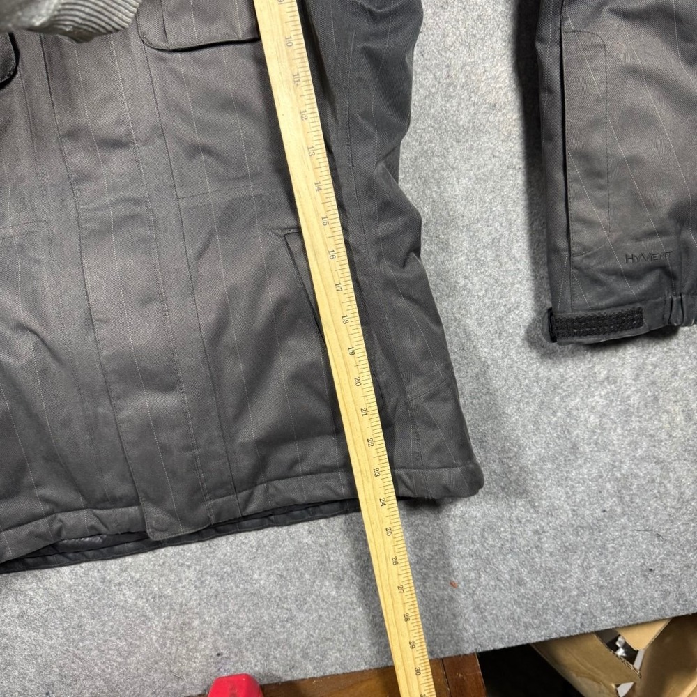 The North Face HyVent Parka Womens Small Grey‎ Pinstripe Faux Fur Hood Insulated - Picture 13 of 15